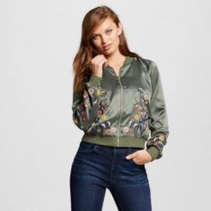 Floral Embroidered Bomber Jacket